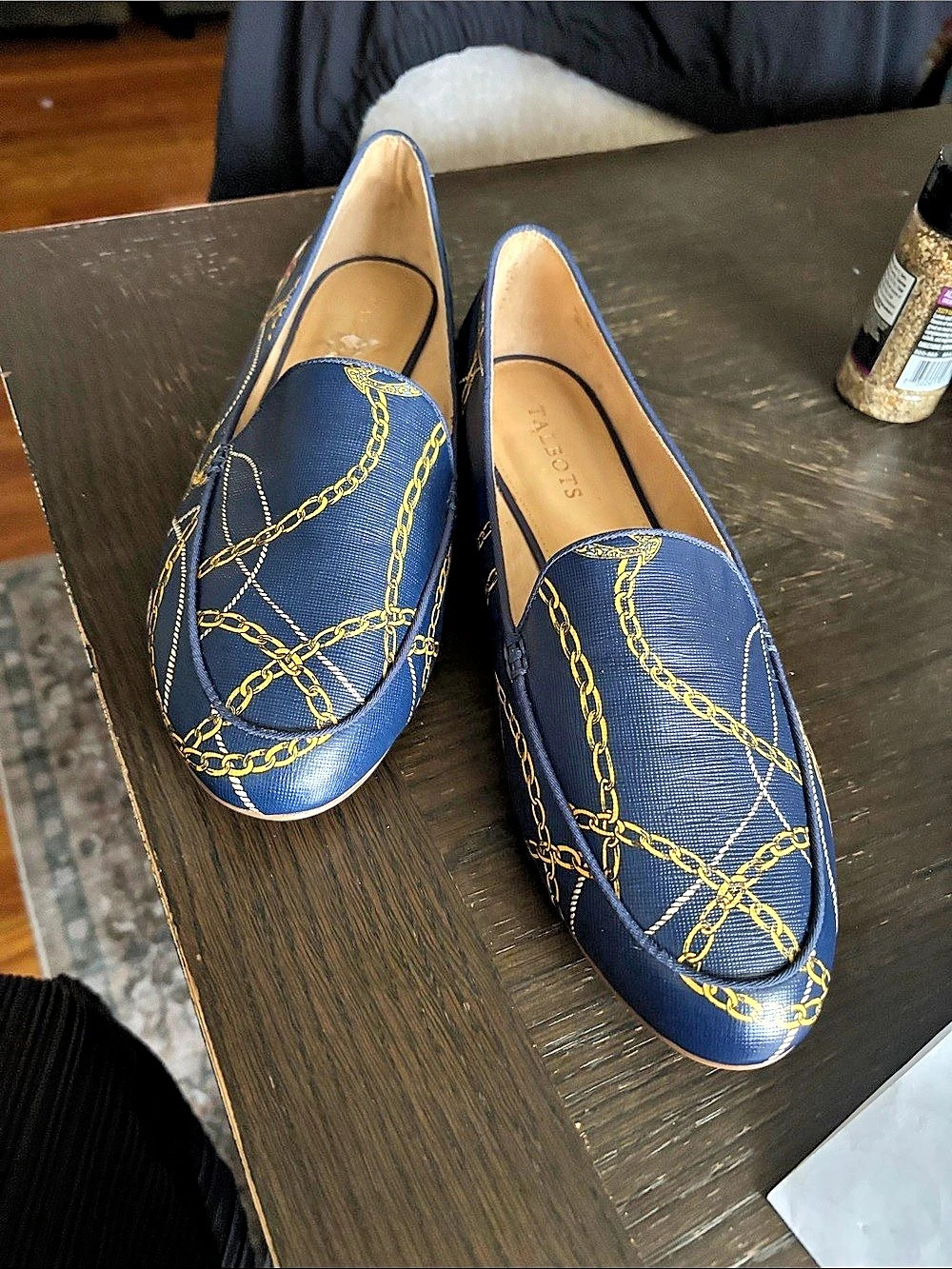 Talbots Ryan Nautical-Print Loafers Blue & Gold US 11M